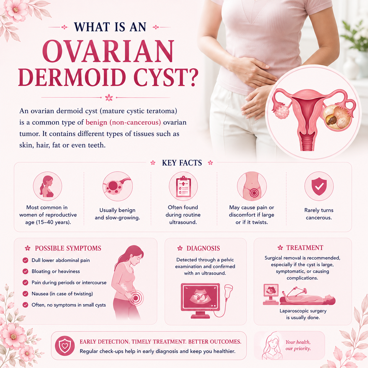 Ultrasound assessment of an ovarian dermoid cyst